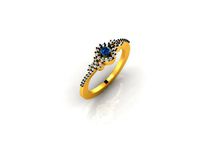 Round Halo Ring With Gem | 3D