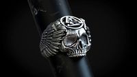Ring skull Odin Viking with ravens and valknut for 3d printing | 3D