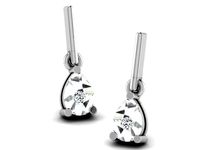Silver Drop Shape Drop Earrings With Diamonds | 3D
