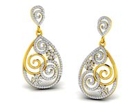 Drop Shape Drop Earrings With Diamonds 6 | 3D