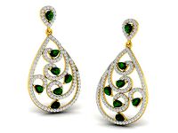 Drop Shape Drop Earrings With Emerald | 3D