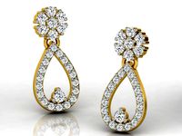 Drop Shape Drop Earrings With Diamonds 4 | 3D