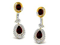 Drop Shape Drop Earrings With Ruby | 3D
