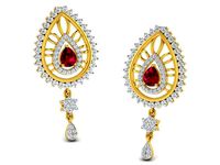 Drop Shape Drop Earrings With Gem  | 3D