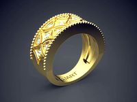 Engraved Detailed Ring With Diamonds Gjart A-257 | 3D