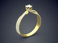 Curved Ring With Diamonds Gjart A-346 | 3D