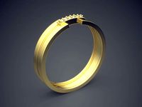 Engraved Ring With Diamonds CRGR029 | 3D