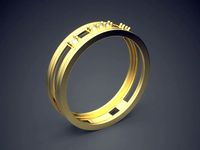 Engraved Ring With Diamonds CRGR034 | 3D
