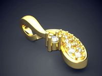 Pendant With Diamonds P-1808 | 3D