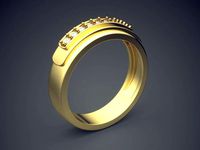 Engraved Ring With Diamonds  | 3D