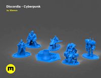 Discordia Cyberpunk board game figures | 3D
