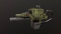 Low poly sci fi heavy machinegun weapon asset