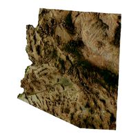 High detailed relief map of Arizona