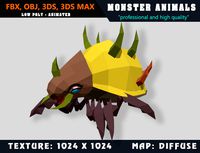Low Poly Stinkbug Monster 50 Animated - Game Ready