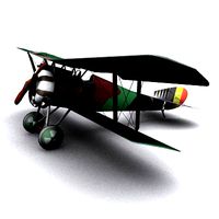 Hanriot HD1 fighter WW1 low-poly  biplane