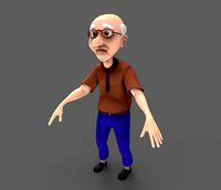 Oldman Lowpoly 3D Model Rigged and Animated