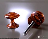 The wooden handle of the door