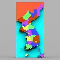 Korean Peninsula Map for 3ds and obj format