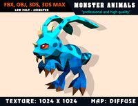 Low Poly Ice Monster 05 3D Model - Animated