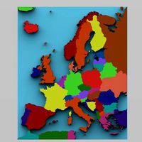 European Continent Map for 3ds and obj