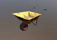 Low Poly Wheel Barrow Yellow Dirty