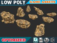 Low poly Realistic Rock desert cliff pack 002C - Game Ready