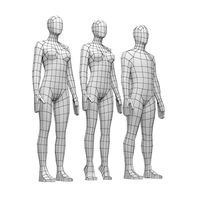 Male and Female Low Poly Base Mesh in Rest Pose