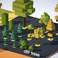 isometric wild garden desert  city trees pack