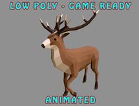 Low poly Stag Animated - Game Ready