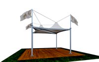Tensile Membrane Tent Roof Shade exterior 3D Model