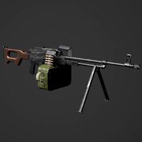 PKM Machine Gun- RIGGED ANIMATED WITH SOUNDS
