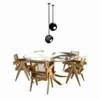 jeanneret office chairs - custom made table and domestico lamp
