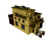 3D  low poly Villa with LOD