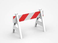 Movable Warning Stand Barrier Sign With Red White Strips