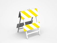 Double Two-Sided Warning Barrier With Yellow White Strips