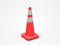 Red Traffic Cone With White Stripes