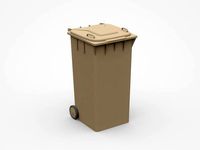 Brown Trash Bin With Two Wheels