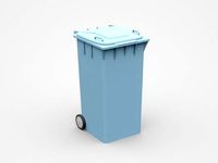 Light Blue Trash Bin With Two Wheels