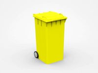 Yellow Trash Bin With Two Wheels