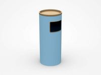 Blue Round Trash Bin With Brown Top