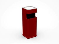 Red Rectangular Trash Bin With White Top