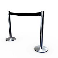 3D Airport Stanchions Metal Short