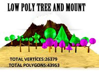 21 different Low-Poly trees and one snowy mountain