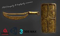 Sword and Shield lowpoly highpoly