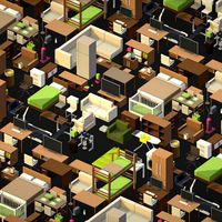 100 object Isometric Home Office Furniture Fitness Pack