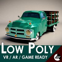 Low-Poly Vintage Pickup Truck
