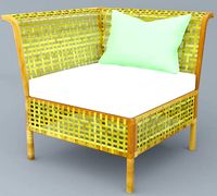 Rattan Chair Low Poly for Outdoor Low Poly