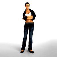 Gangster woman Rigged low poly female character