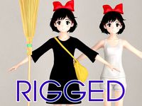 T pose rigged model of Kiki anime girl
