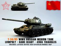 Low Poly T-34 85 medium tank